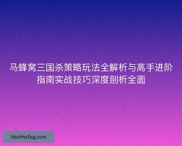 马蜂窝三国杀策略玩法全解析与高手进阶指南实战技巧深度剖析全面